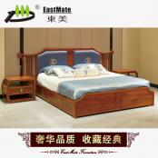 剌猬紫檀家具 新中式雙人實木床 新古典紅木家具