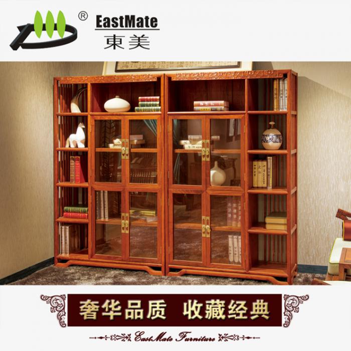 紅木家具 刺猬紫檀新古典書(shū)柜 花梨木實(shí)木圖書(shū)柜 玻璃書(shū)柜