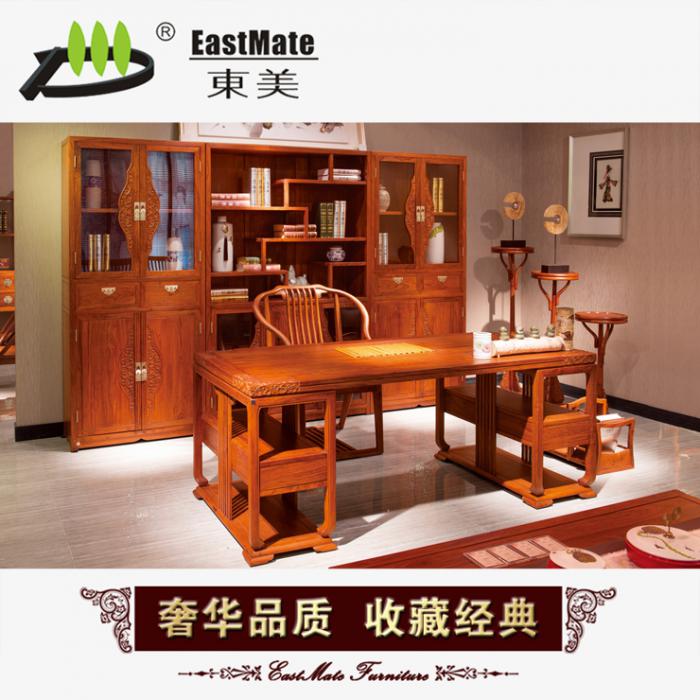 紅木家具 新中式古典刺猥紫檀寫字臺 花梨實木辦公桌 辦公臺